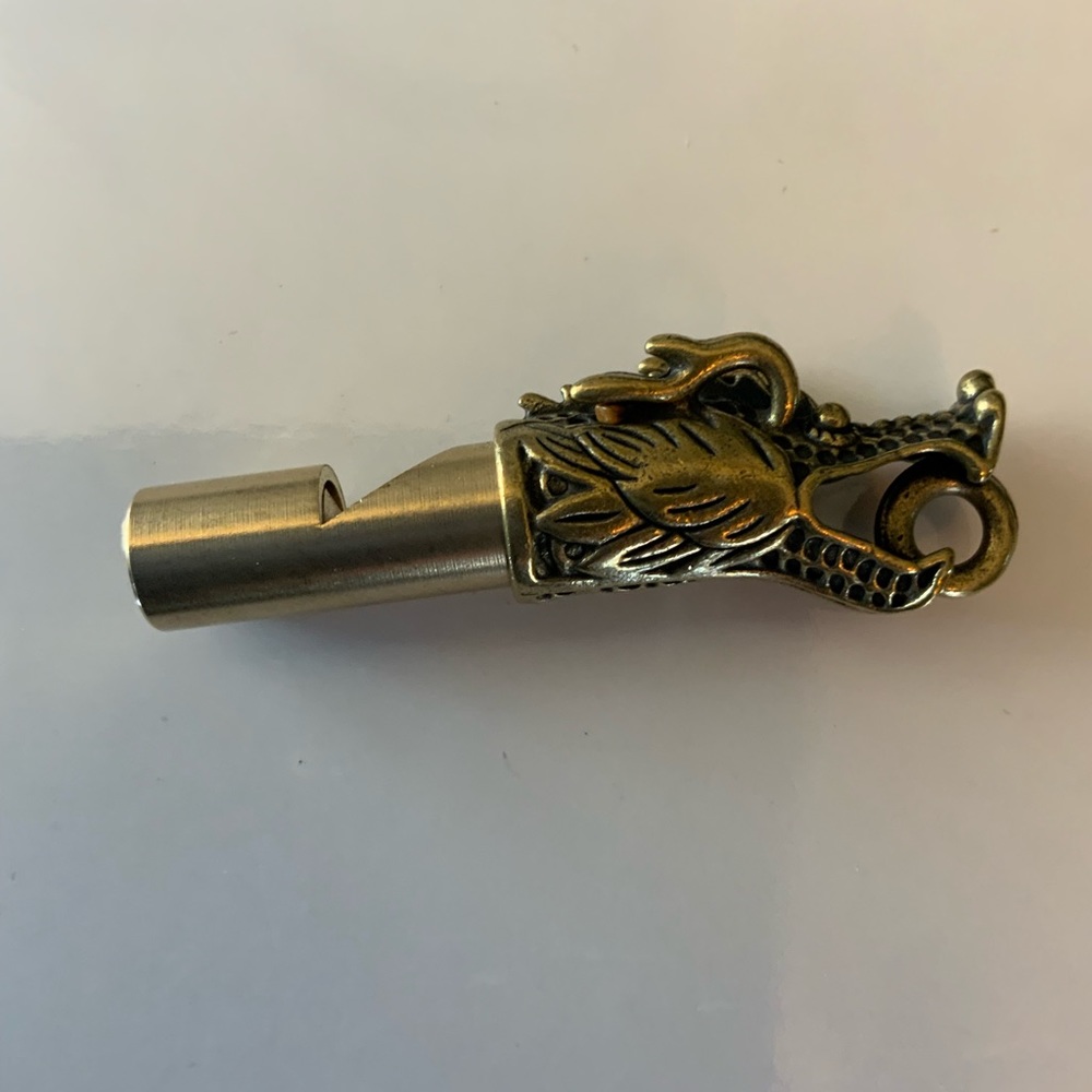 SOLID BRASS DRAGON HEAD COLLECTOR WHISTLE - Picture 2 of 4